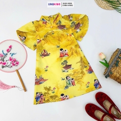 Váy bé gái kiểu dáng SƯỜN XÁM TAY LOE MH23D3