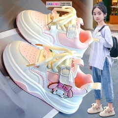 Giày BATA cho bé gái kiểu dáng CỘT DÂY hoạ tiết cute K60