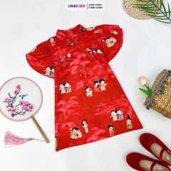 Váy bé gái kiểu dáng SƯỜN XÁM TAY LOE MH23D3