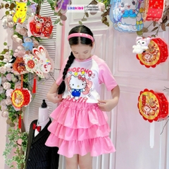 SET CHÂN VÁY bé gái hoạ tiết MÈO Kitty MH1L97
