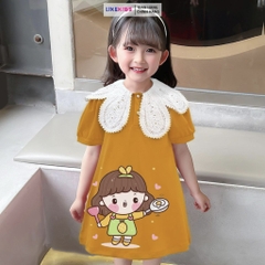 Váy Bé Gái Kiểu Dáng Cổ BÂU REN T76 - Likekids