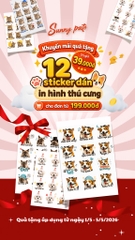 Bộ 12 sticker dán in hình thú cưng theo yêu cầu