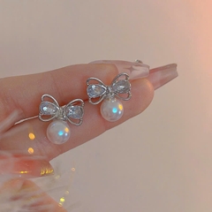 Bông Tai Màu Bạc Nơ Xinh - Chân Bạc s925