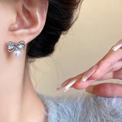 Bông Tai Màu Bạc Nơ Xinh - Chân Bạc s925