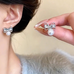 Bông Tai Màu Bạc Nơ Xinh - Chân Bạc s925