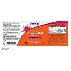 Viên uống Vitamin D3 5000 IU của NOW (120 viên)