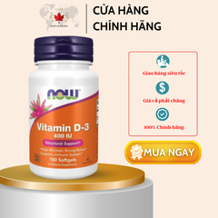 Viên uống Vitamin D3 400 IU của NOW (180 viên)