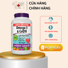 Viên Uống Omega-3 & CoQ10 giảm cholesterol Webber Naturals (200 viên)
