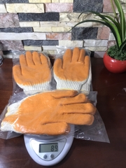 Găng tay len phủ lòng bàn tay nhựa cam dày 80g