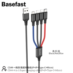 Basefast CS44 - Cáp 4 đầu sạc nhanh (Iphone-Iphone-Micro-TypeC)