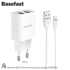 Basefast B22i Bộ sạc nhanh 2 cổng 2.1A Iphone