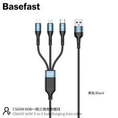 Basefast CS66W - Cáp sạc nhanh 3 Đầu 66W ( iP + Micro + Type-C )