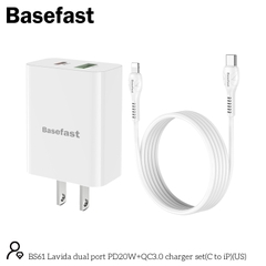 Basefast BS61 - Bộ sạc nhanh 2 cổng PD20W+QC3.0