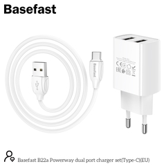Basefast B22a Bộ sạc nhanh 2 cổng 2.1A TypeC