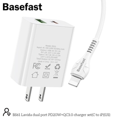 Basefast BS61 - Bộ sạc nhanh 2 cổng PD20W+QC3.0