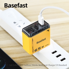 Củ sạc nhanh 65W 3 cổng U+2C Công nghệ GAN chống quá tải nhiệt - Basefast G65