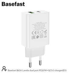 Basefast B65A Củ sạc nhanh 2 cổng QC 3.0 PD20W