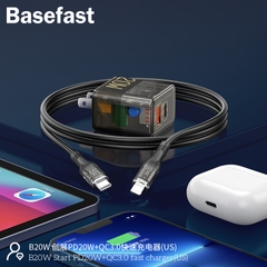 Củ Sạc Nhanh 2 Cổng PD20W + QC3.0 - Basefast B20W