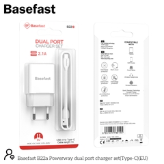 Basefast B22a Bộ sạc nhanh 2 cổng 2.1A TypeC