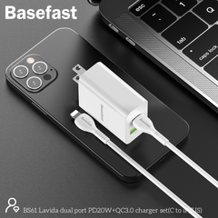 Basefast BS61 - Bộ sạc nhanh 2 cổng PD20W+QC3.0