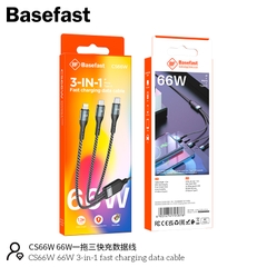 Basefast CS66W - Cáp sạc nhanh 3 Đầu 66W ( iP + Micro + Type-C )