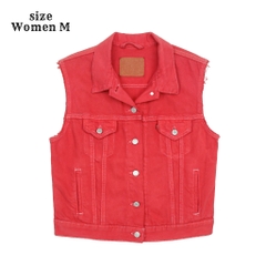 Vtg 80s Levi's USA Red Denim Vest Women Size M