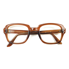 80s U.S. Military Issue Glasses Square Frame - Brown [52-24]