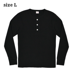 Healthknit Black Waffle Henley Shirt Size L