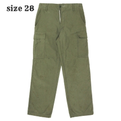 Vtg 70s Army Olive Sateen Cargo Pants Size 28