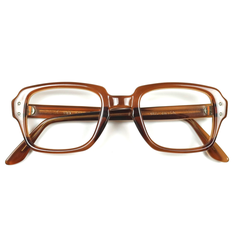 80s U.S. Military Issue Glasses Square Frame - Brown [48-22]
