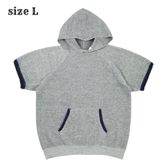 Vintage Short-sleeve Hooded Sweatshirt Size L