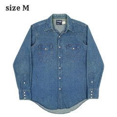 90s Wrangler Made in USA Denim Western Shirt Size M