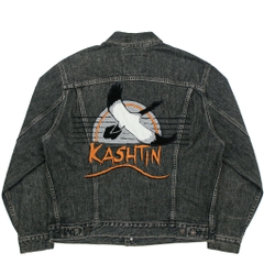 90s Levi's Black Denim Jacket ‘Kashtin’ Band Size [44] XL