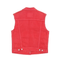 Vtg 80s Levi's USA Red Denim Vest Women Size M