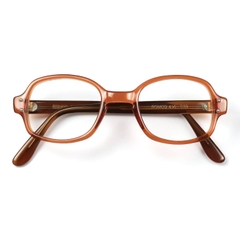 80s U.S. Military Issue Glasses Oval Frame - Amber Red [48-22]