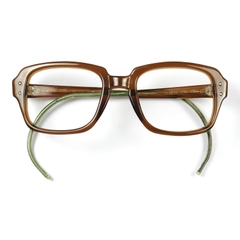 80s U.S. Military Issue Glasses Frame Brown Cable Temple [50-20]