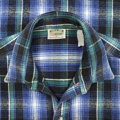 Vtg 80s Five Brother Plaid Flannel Shirt Size M