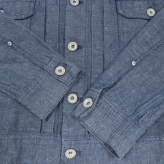 Global Work Cotton Linen Denim Jacket Women Size S