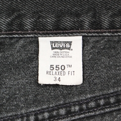 2000s Levi's 550 Made in USA Black Denim Shorts Size 34