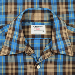 Vintage 70s Arrow Loop Collar Plaid Shirt Size M