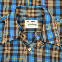 Vintage 70s Arrow Loop Collar Plaid Shirt Size M