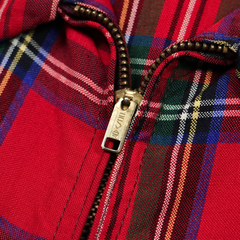Vintage 50-60s Red Plaid Drizzler Jacket Conmar Zipper Size XL