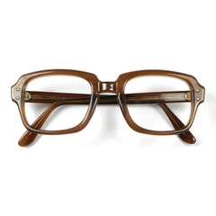 80s U.S. Military Issue Glasses Square Frame - Brown [50-22]