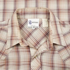 80s Dan River Brand Plaid Western Shirt Size M