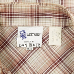 80s Dan River Brand Plaid Western Shirt Size M