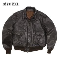 Vtg Schott USA Leather Bomber Jacket Size 2XL