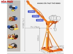 Khung cẩu xoay 360 độ 500kg khung rút