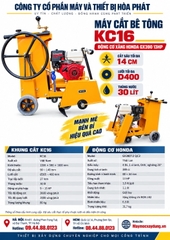 Máy cắt bê tông KC16 lắp động cơ xăng Honda GX390 13HP cắt sâu 14cm