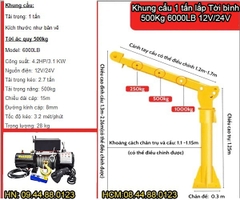 Cẩu xoay 360 độ gắn xe tải 1 tấn