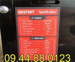 Máy phát điện chạy dầu Sumokama 5KW SK6700T Cách âm